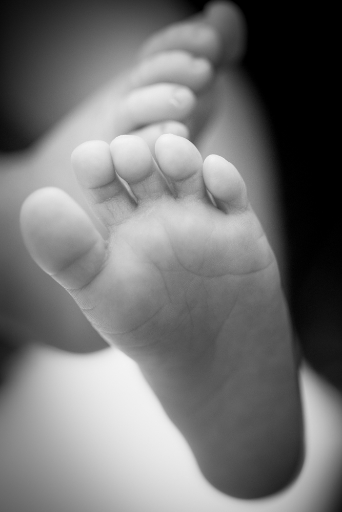 Un pied de bébé photographié lors de sa séance nouveau-né